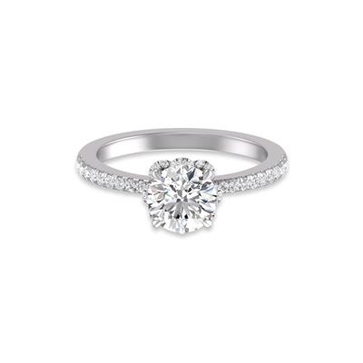 1.50 Carat Flower Shaped Round Diamond Solitaire Ring in Platinum